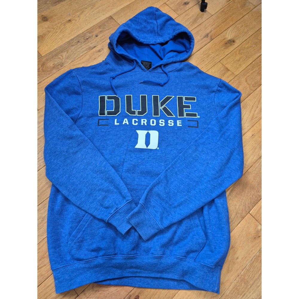 Duke Lacrosse Hoodie Mens Medium Blue Heather Pullover Sweatshirt NCAA Logo